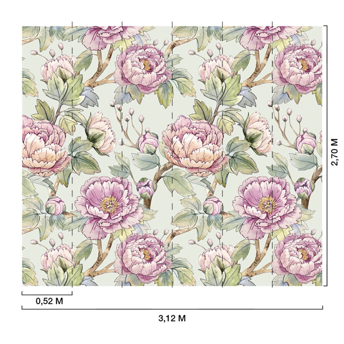 Papier peint fleurs motif floral en aquarelle Intissé