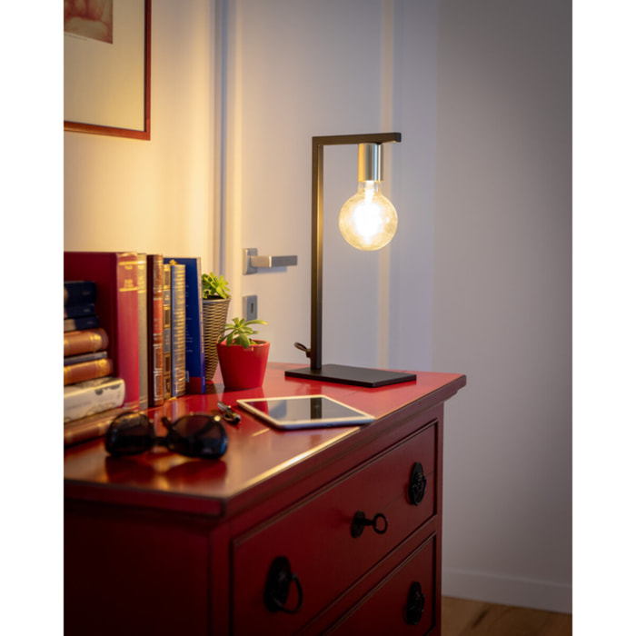 TWIN Lampada da tavolo Nero-Ottone satinato
