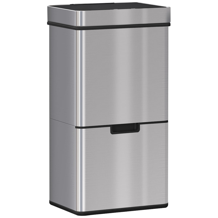 Poubelle automatique détecteur de mouvement poubelle tri selectif 3 bacs capacité totale 72L acier inox. brossé