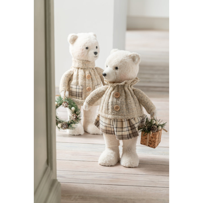 J-Line figurine Garçon + Fille - polyester - beige/ecru - 2 pcs