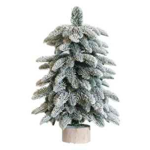 Albero Di Natale Innevato "Dream" Con Base in Legno - Altezza 45cm - Albero Realistico innevato in PE - Extra Folto con 48 Rami