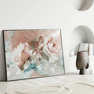 Affiche encadrée bouquet de roses poudrées Affiche + cadre en métal - Noir