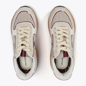 Sneaker con Suola Running in Tessuto e Pelle