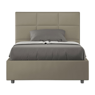 Cama con somier acolchada 120x190 cuero sintético capuchino Mika