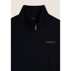 Tuta full zip in felpa garzata con collo alto e gamba dritta