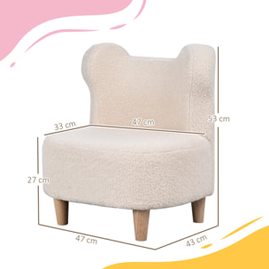 Fauteuil enfant design scandinave nuage - piètement bois clair tissu polaire beige