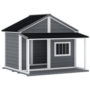 Niche pour chien extérieur terrasse et toit bitumé bois gris