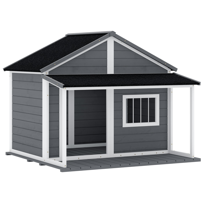 Niche pour chien extérieur terrasse et toit bitumé bois gris