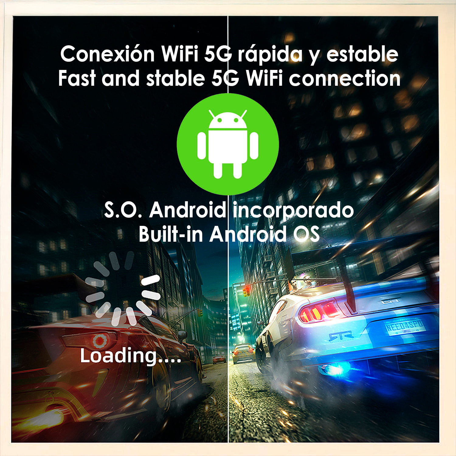 Proiettore LCD Wifi 5G IMAX, Android 7, supporta 4k. 120 ANSI Lumens. Duplicazione dello schermo.