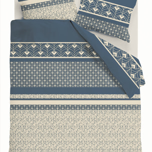 Parure housse de couette 240x220 cm imprimée graphique + 2 taies 100% Coton - HAVRIL