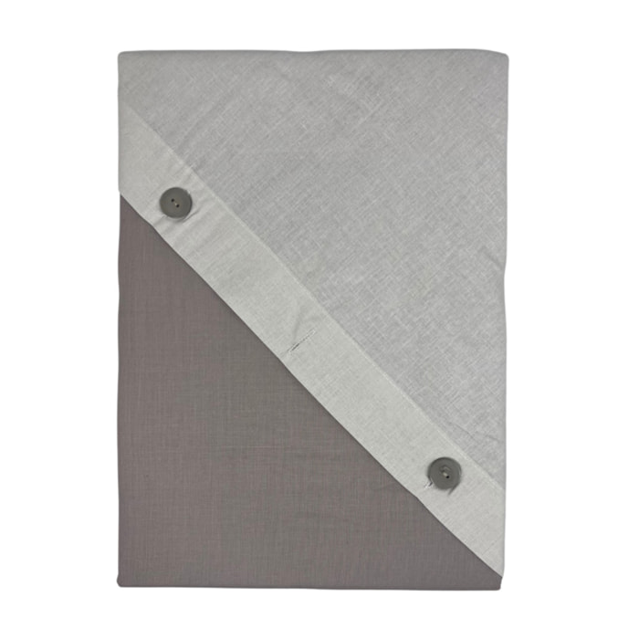 Completo Lenzuola Bicolor Estate/Inverno 100% Cotone Tinta Unita Amici Tortora/Beige