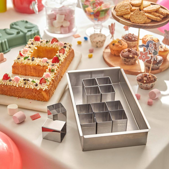 Moule pour number cake Anniversaire 31,6x18,5x5,5cm en inox