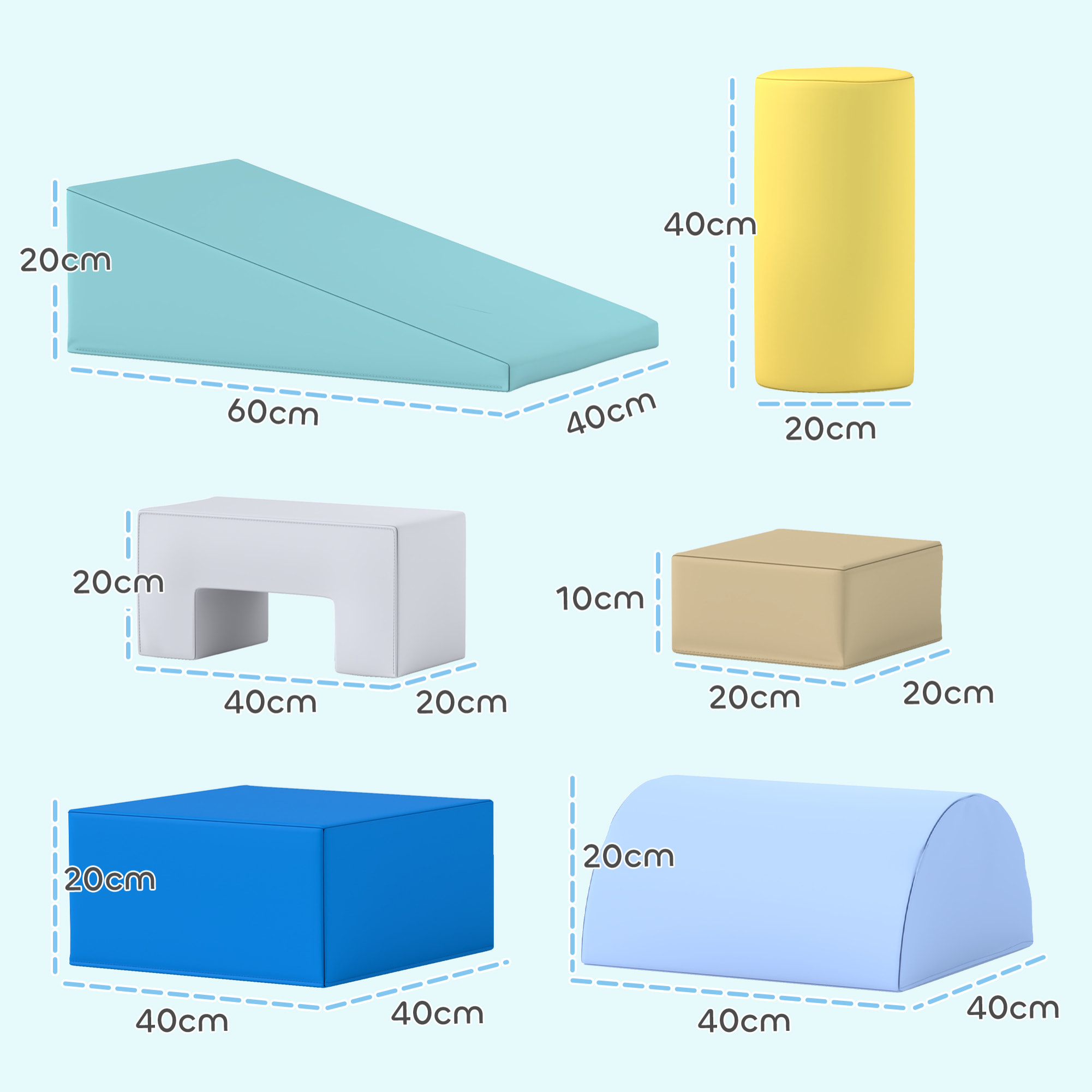 Juego de 6 Bloques Psicomotricidad para Niños Bloques de Construcción Figuras de Construcción Juguete para Aprendizaje para Escalar y Gatear Multicolor