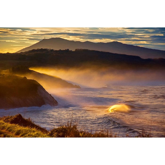Tableau paysage ocean vue sur la rhune  Toile imprimée