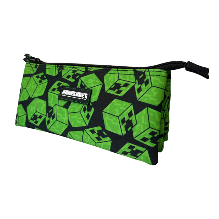 Estuche Triple Minecraft Cubos. Interior totalmente forrado y personalizado.