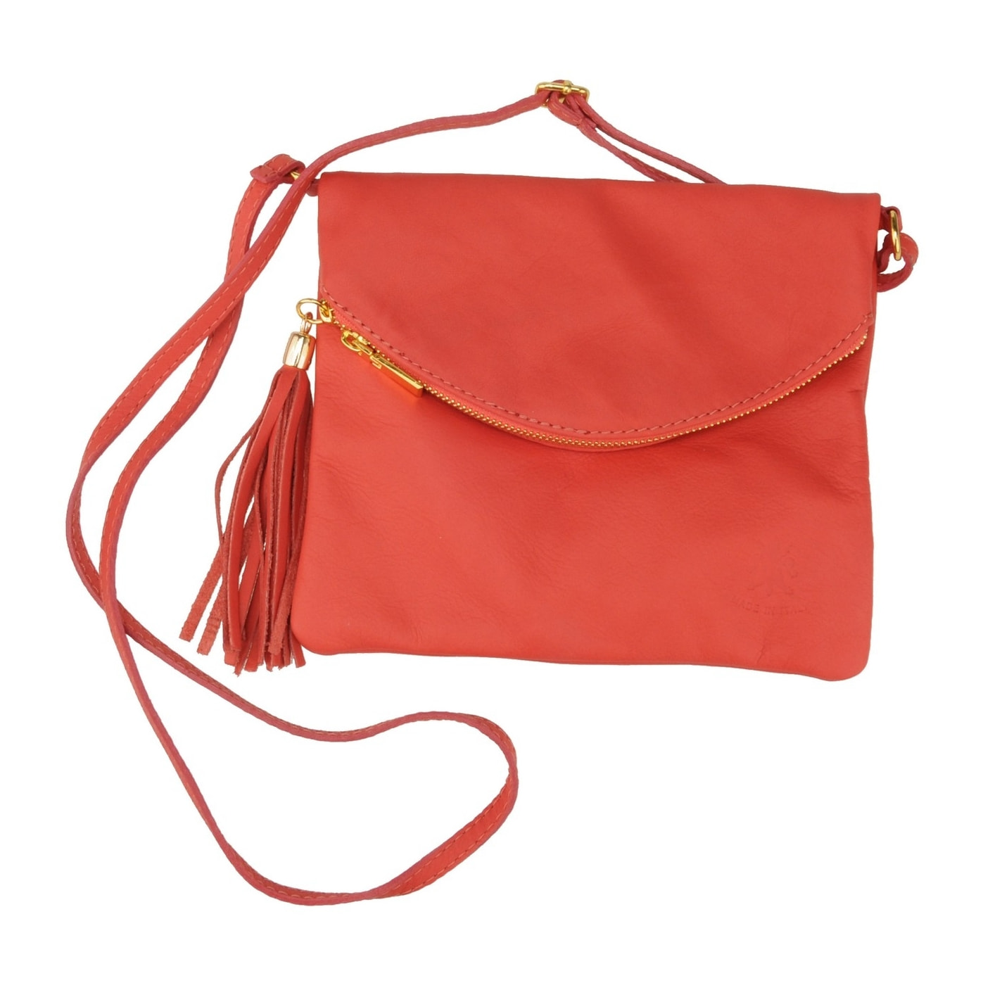 Borse Donna colore Rosso-in pelle Made in Italy 18x20x2cm