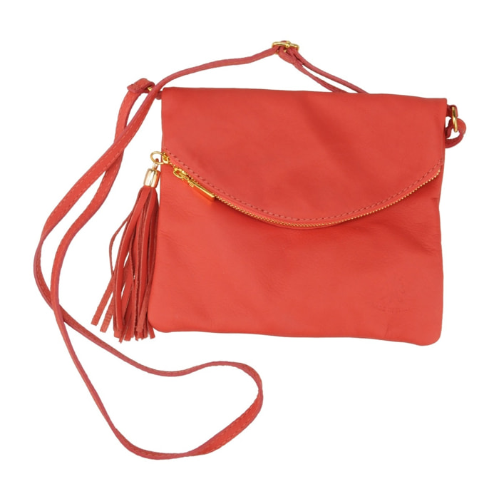 Borse Donna colore Rosso-in pelle Made in Italy 18x20x2cm