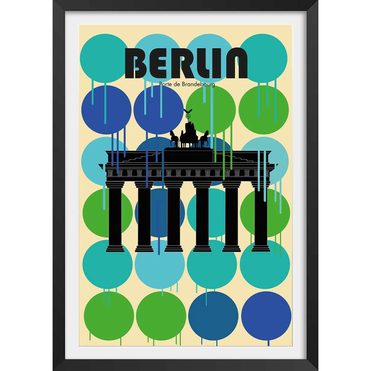 Affiche berlin brandenburger tor Affiche + cadre en bois - Noir