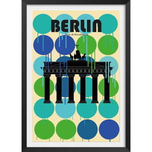 Affiche berlin brandenburger tor Affiche + cadre en bois - Noir