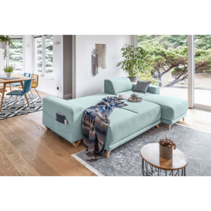 Bella - canapé d'angle réversible convertible - avec coffre - 4 places - tissu - Vert