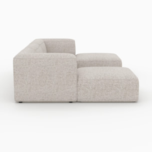 Canapé modulable en tissu beige 3 places avec pouf - Hestia