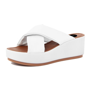 Sandalo con zeppa Donna colore Bianco
