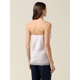 Oltre - Top lingerie in raso e pizzo - Bianco