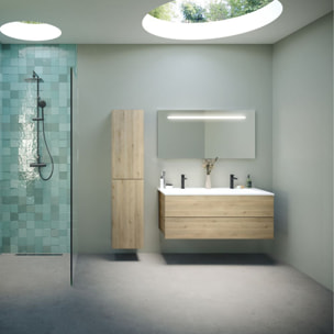 Meuble double vasque 120 cm BURGBAD Cosmo chêne cachemire + miroir