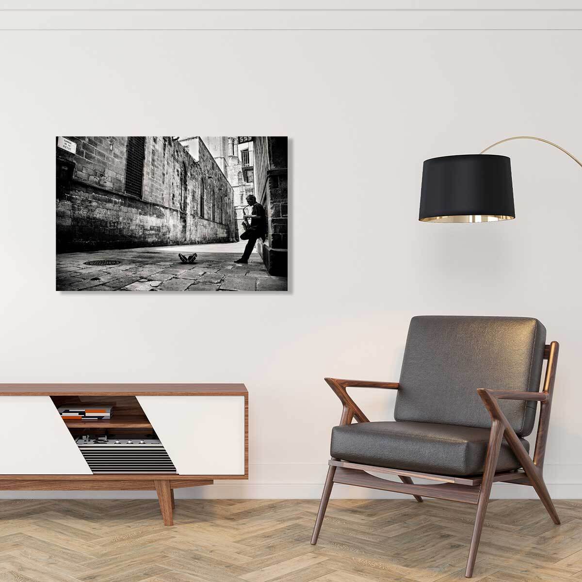 Tableau saxophone de rue  Toile imprimée