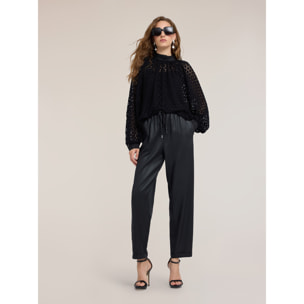 Motivi - Blusa in pizzo con collo alto - Nero