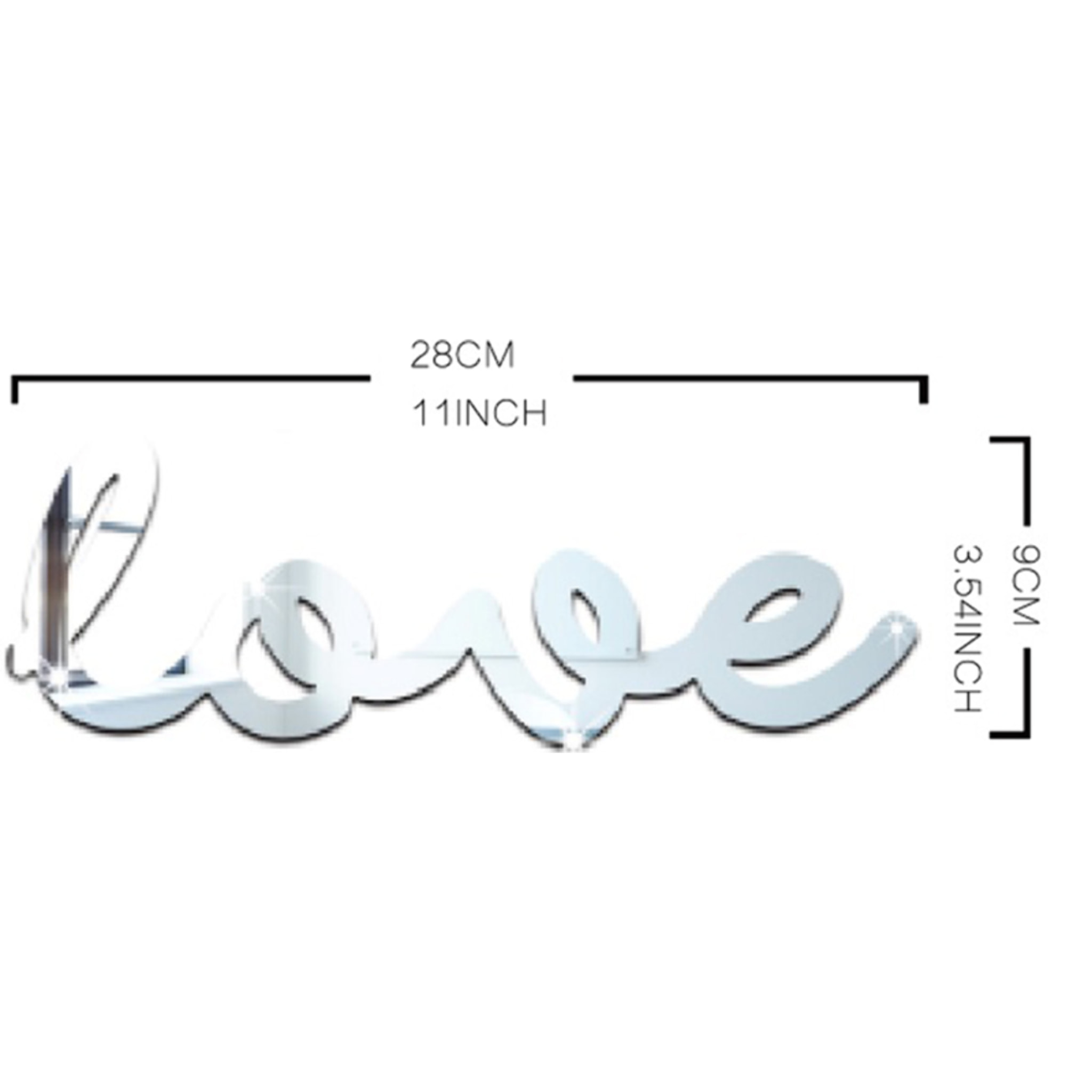 Sticker effet mirroir Love 30 x 10 cm