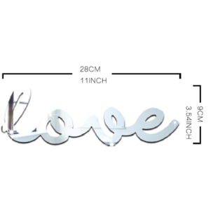 Sticker effet mirroir Love 30 x 10 cm