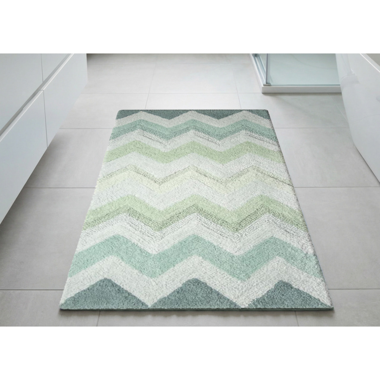 Tappeto Bagno Super Assorbente E Antiscivolo Fantasia Zig Zag Modello Corner Bosco