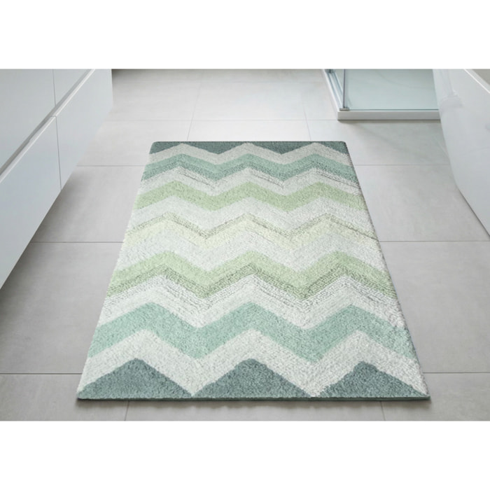 Tappeto Bagno Super Assorbente E Antiscivolo Fantasia Zig Zag Modello Corner Bosco