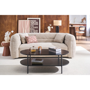 Table basse ovale finition bois foncé noyer et métal L115 cm BRUNA