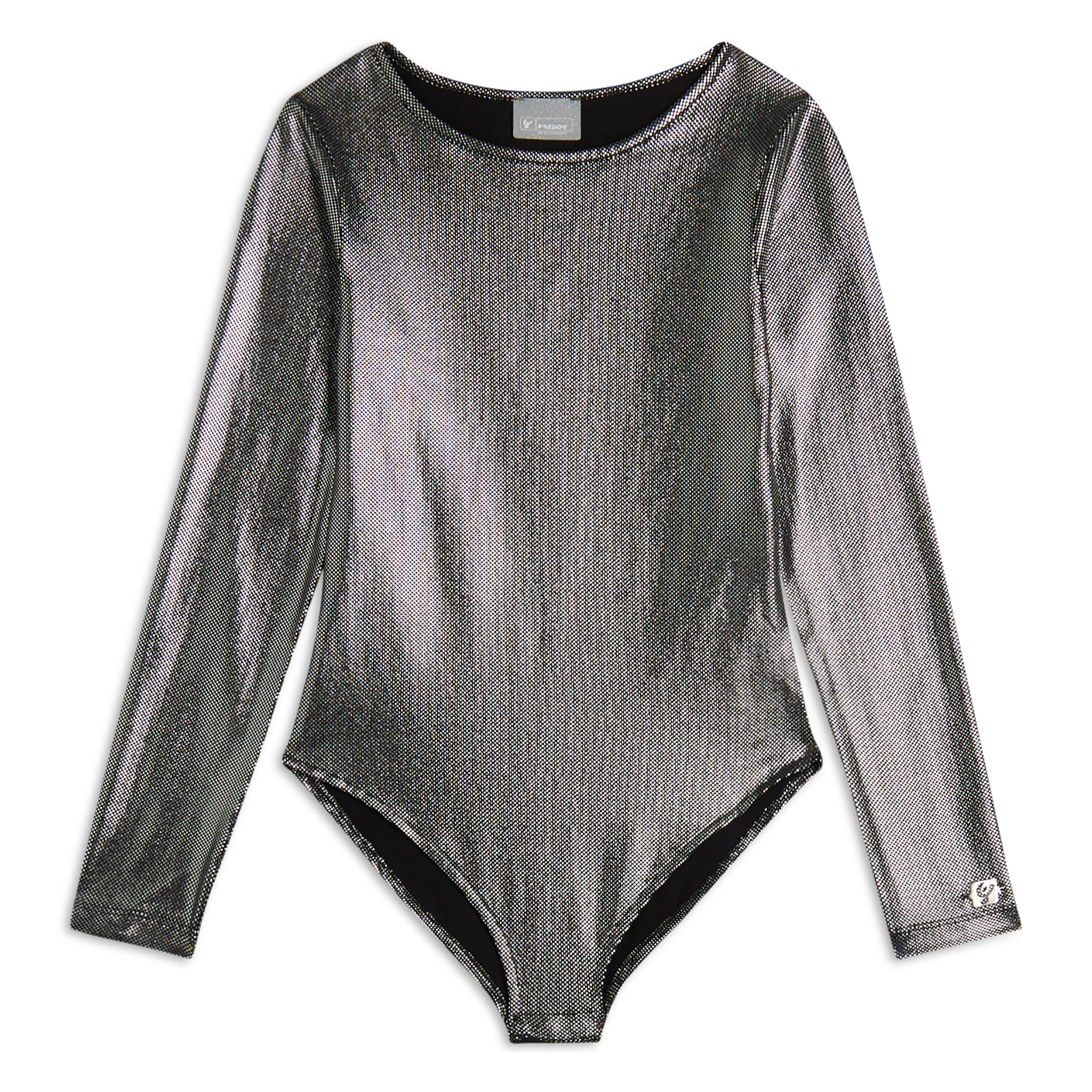 Body Bambina in jersey coated effetto argento