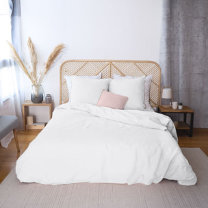 Parure housse de couette unie en coton lavé et lin - lynn - blanc pur