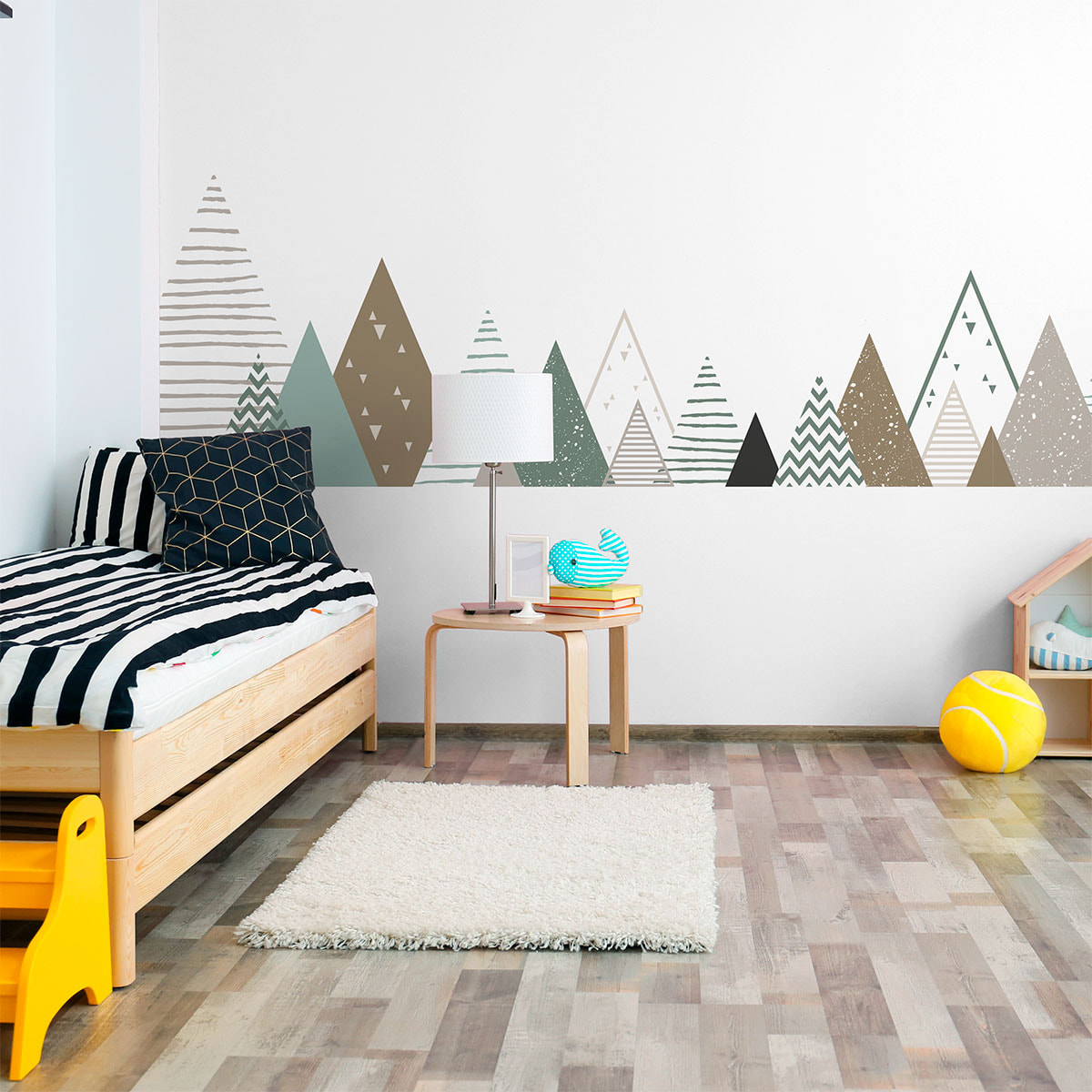 Stickers muraux enfants - Décoration chambre bébé - Autocollant Sticker mural géant enfant montagnes scandinaves TINAKA