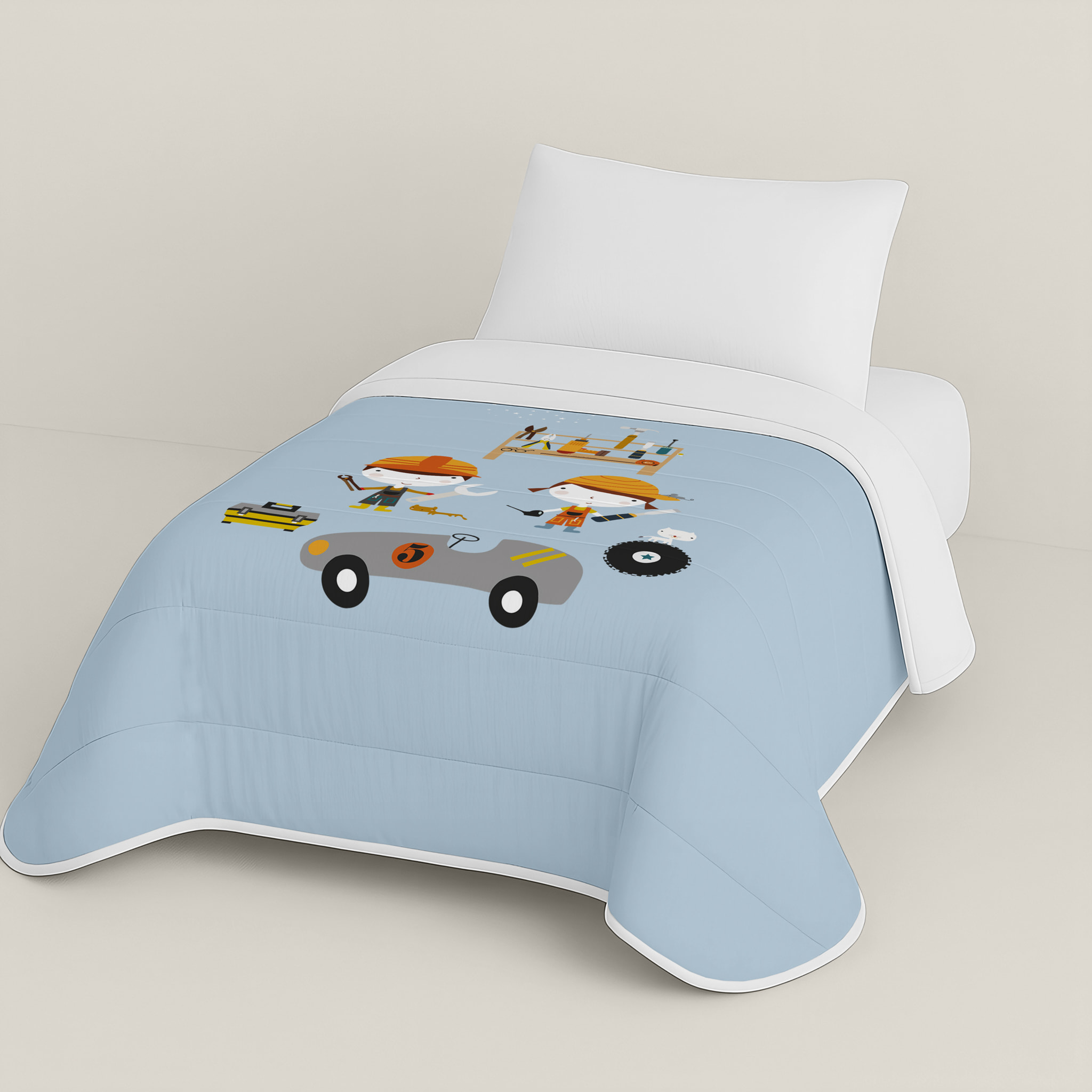 Edredón Nórdico Estampado - Infantil - 100% Algodón - 200 gr/m² con Tacto Pluma - Herramientas