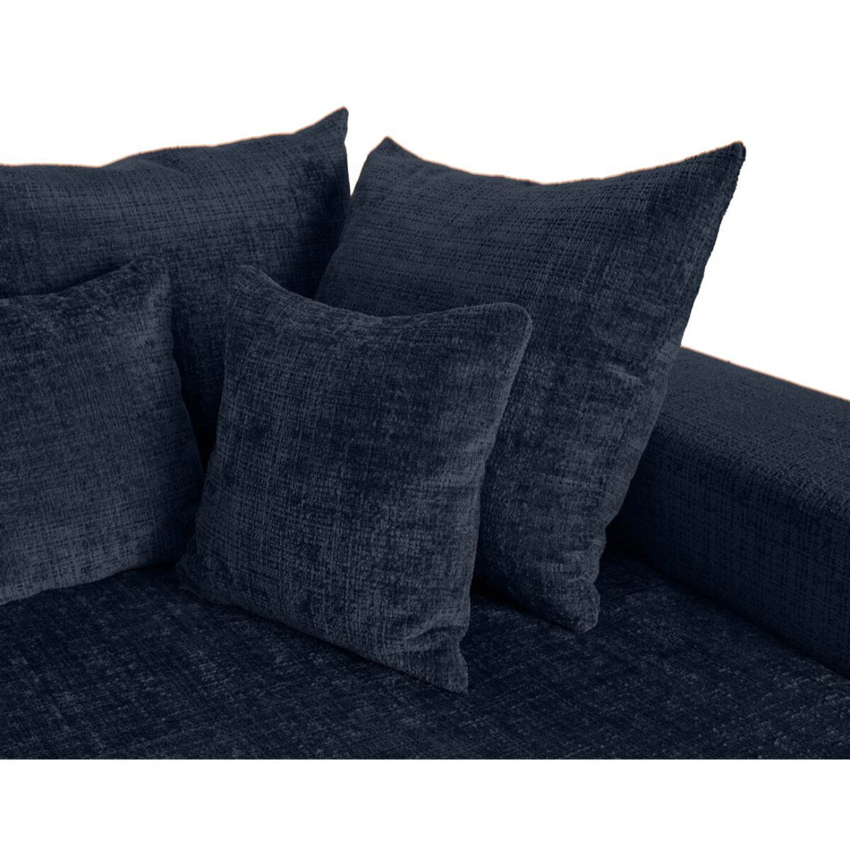 Collins - canapé droit 4 places avec double méridienne - assise profonde - en velours texturé - Bleu