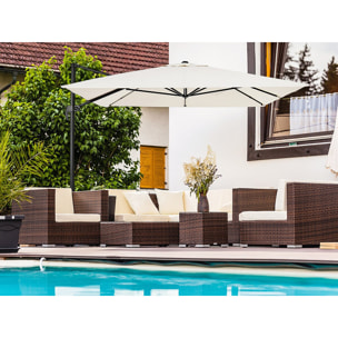 Parasol jardin déporté en aluminium "Sky 4" - 3 x 4 m - Ecru - Avec housse