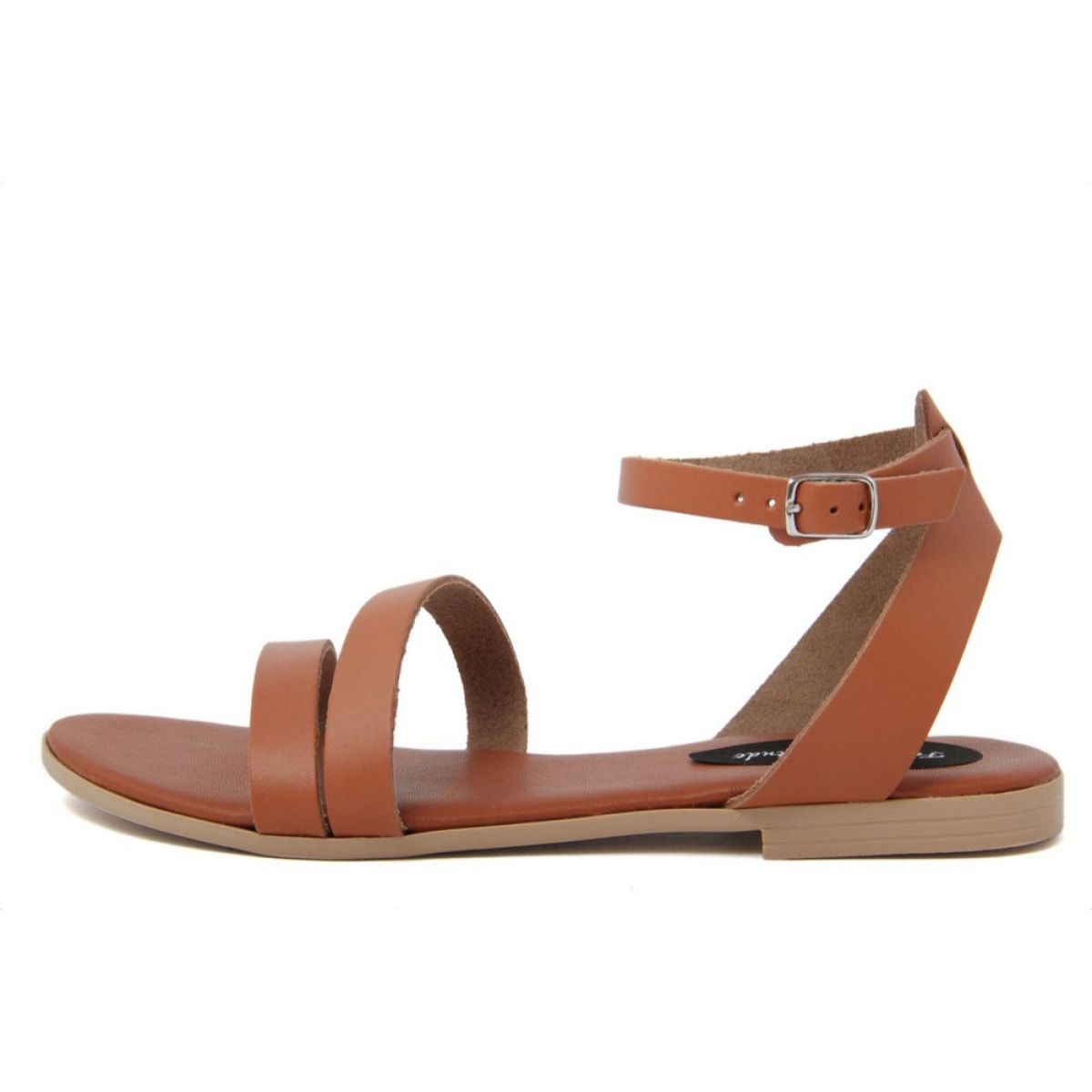 Sandali Flat Made in Italy in pelle colore Marrone, Altezza tacco 1,2 cm