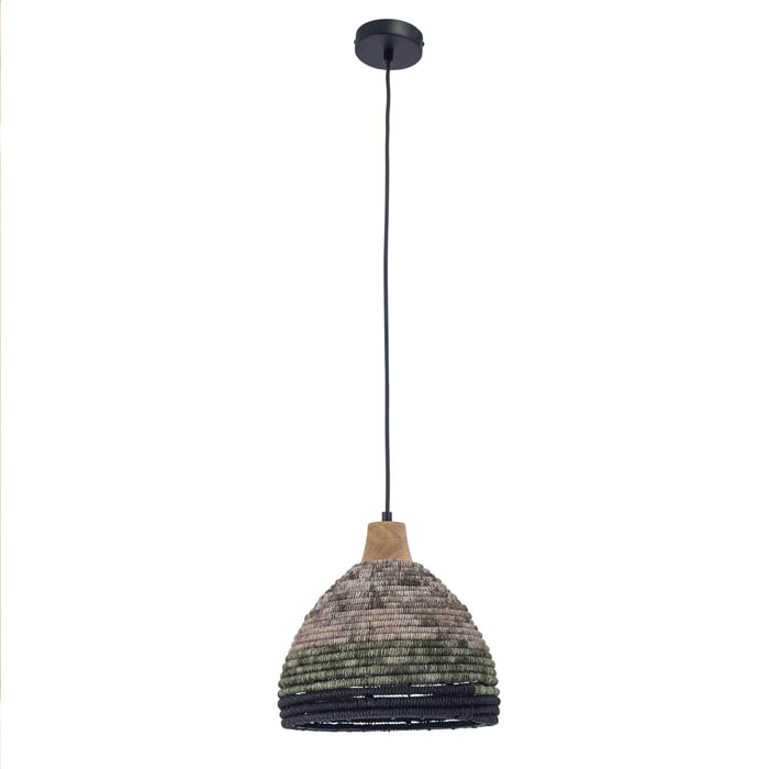 FORLIGHT Korg lampara colgante con pantalla de cuerda natural para bombilla E27