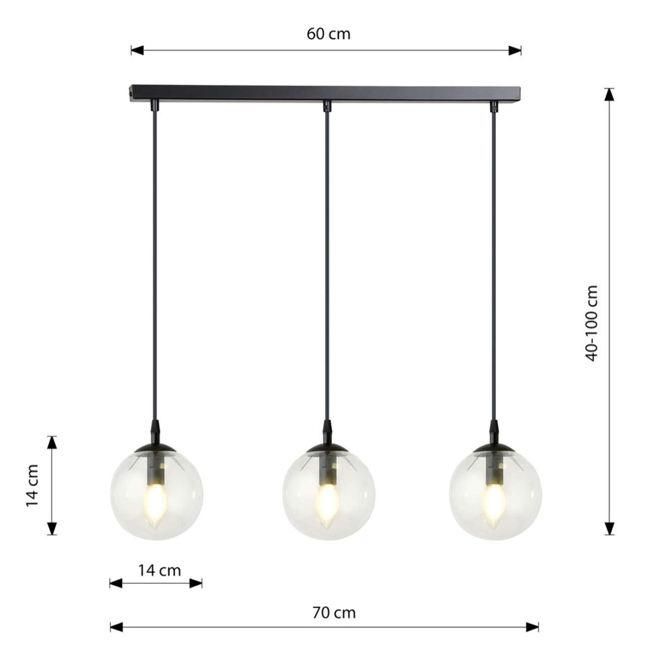 Lampada a sospensione Cosmo in acciaio nero e vetro