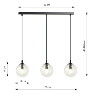 Lampada a sospensione Cosmo in acciaio nero e vetro