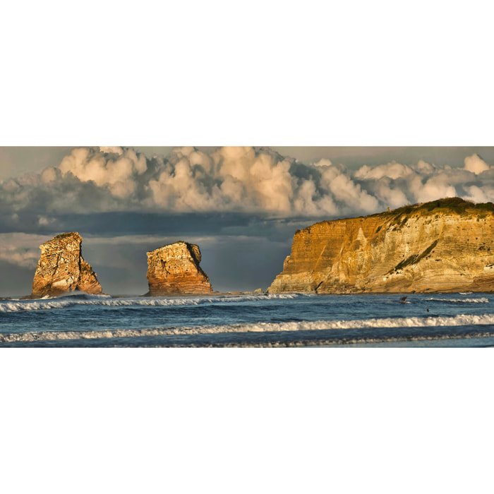 Tableau plage d'hendaye et les rochers des 2 jumeaux Toile imprimée