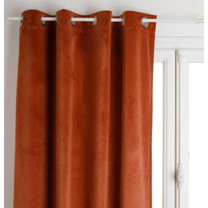 Rideau à oeillets occultant velours - terracotta 140x260 cm