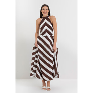 Kocca - Abito lungo a righe in cotone con scollo all'americana Donna