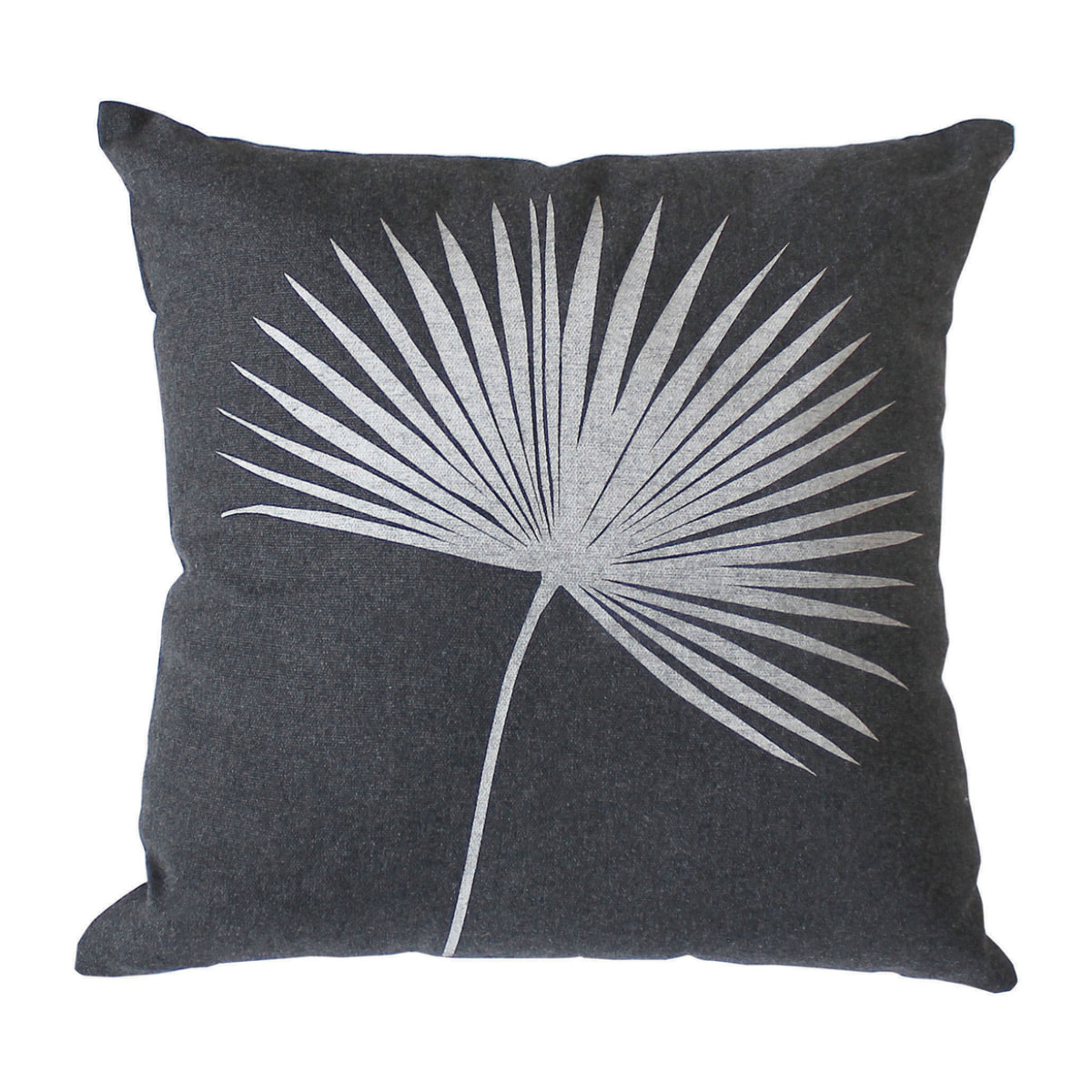 Coussin carré feuille de palmier - Gris Foncé