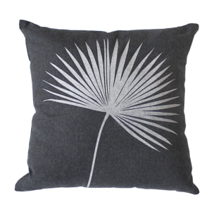 Coussin carré feuille de palmier - Gris Foncé